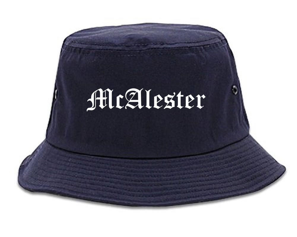 McAlester Oklahoma OK Old English Mens Bucket Hat Navy Blue