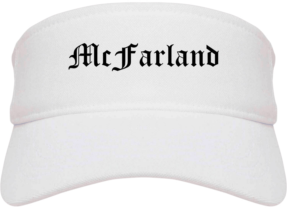 McFarland Wisconsin WI Old English Mens Visor Cap Hat White