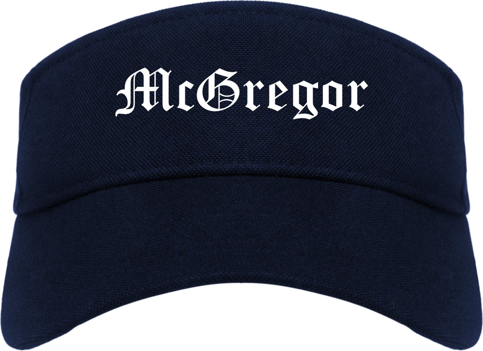 McGregor Texas TX Old English Mens Visor Cap Hat Navy Blue