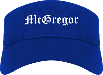 McGregor Texas TX Old English Mens Visor Cap Hat Royal Blue