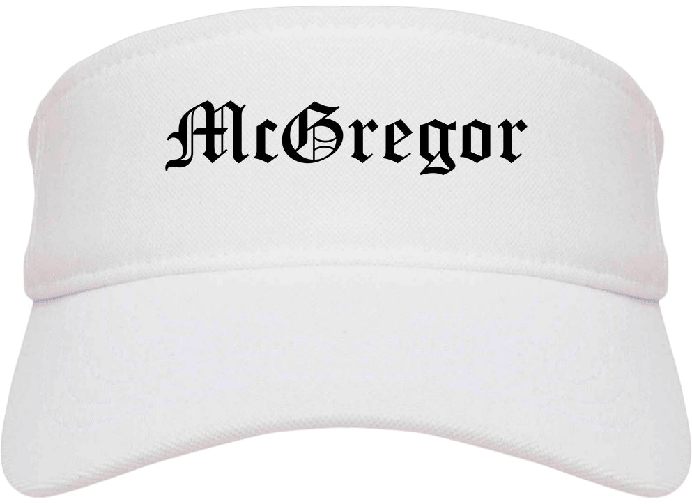 McGregor Texas TX Old English Mens Visor Cap Hat White