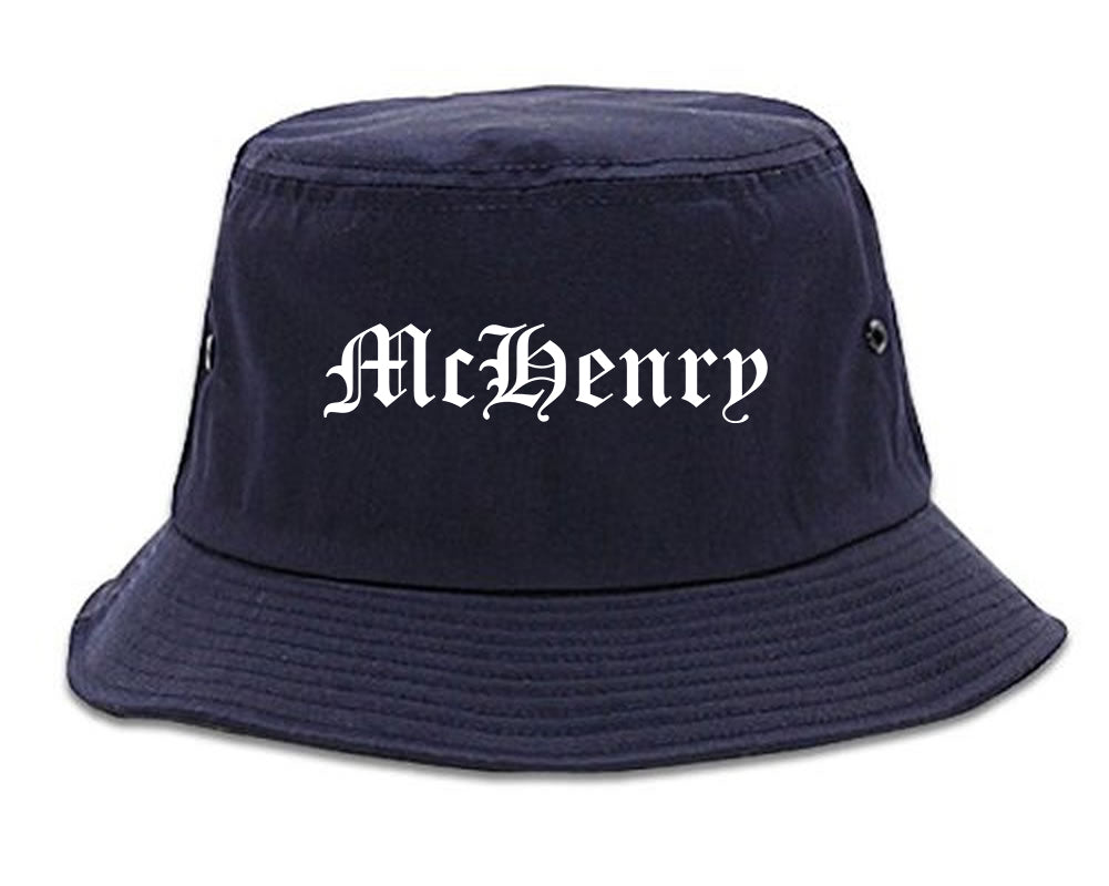 McHenry Illinois IL Old English Mens Bucket Hat Navy Blue