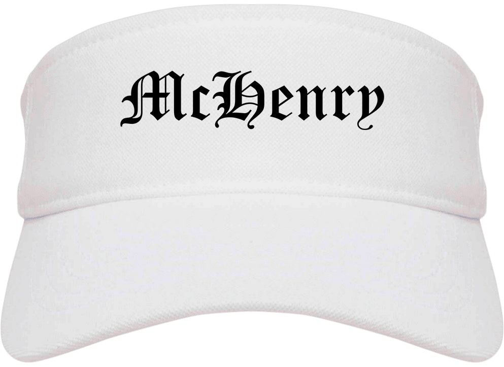 McHenry Illinois IL Old English Mens Visor Cap Hat White