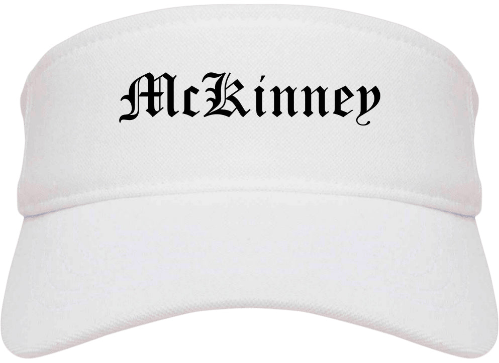 McKinney Texas TX Old English Mens Visor Cap Hat White