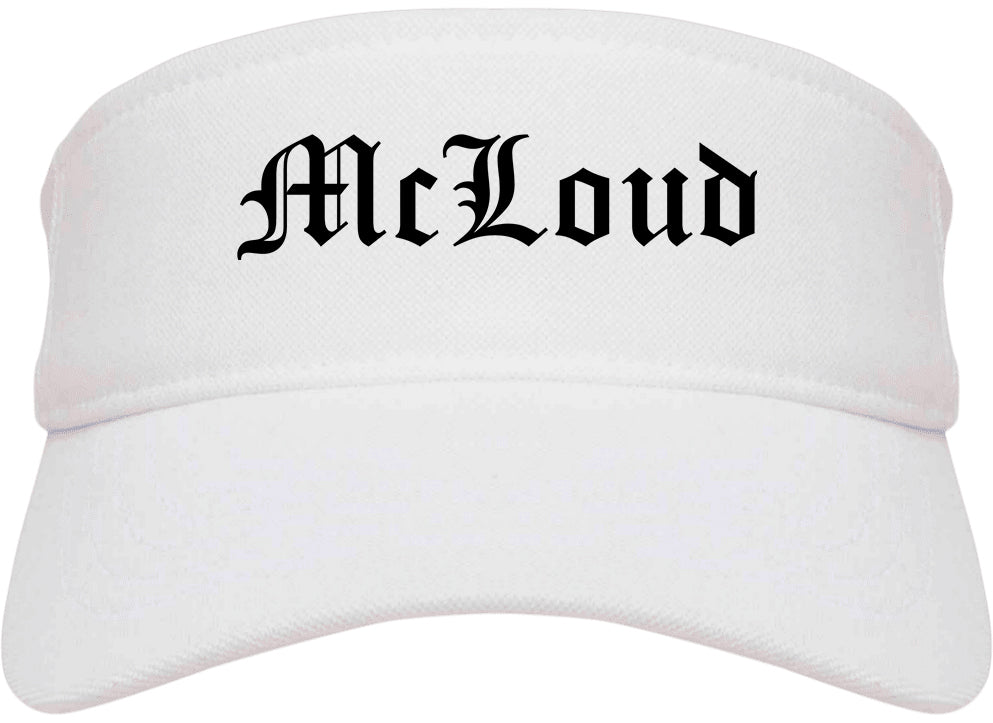 McLoud Oklahoma OK Old English Mens Visor Cap Hat White