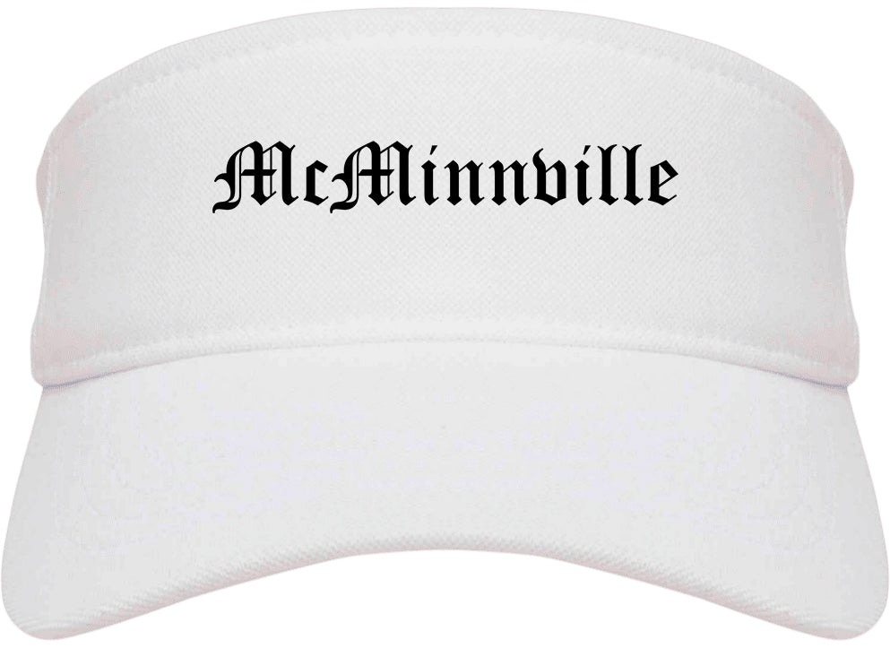McMinnville Oregon OR Old English Mens Visor Cap Hat White