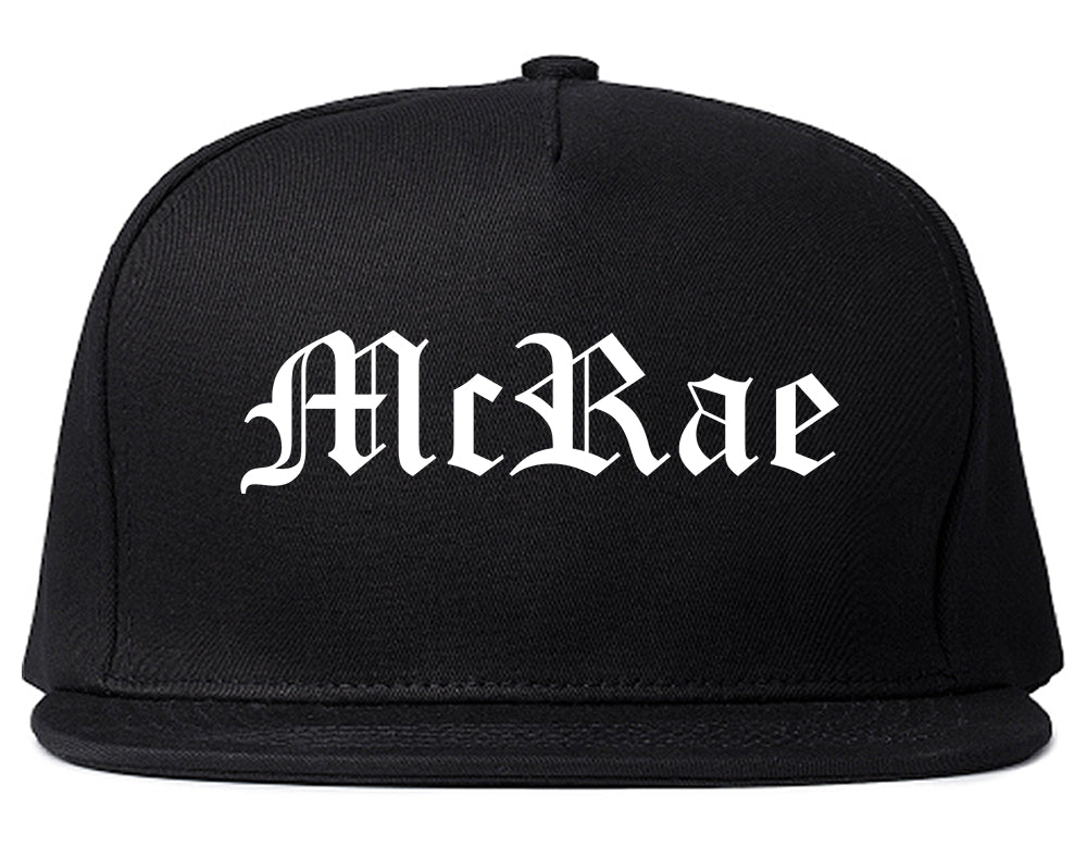 McRae Georgia GA Old English Mens Snapback Hat Black
