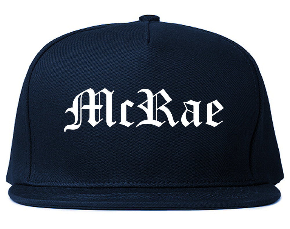 McRae Georgia GA Old English Mens Snapback Hat Navy Blue