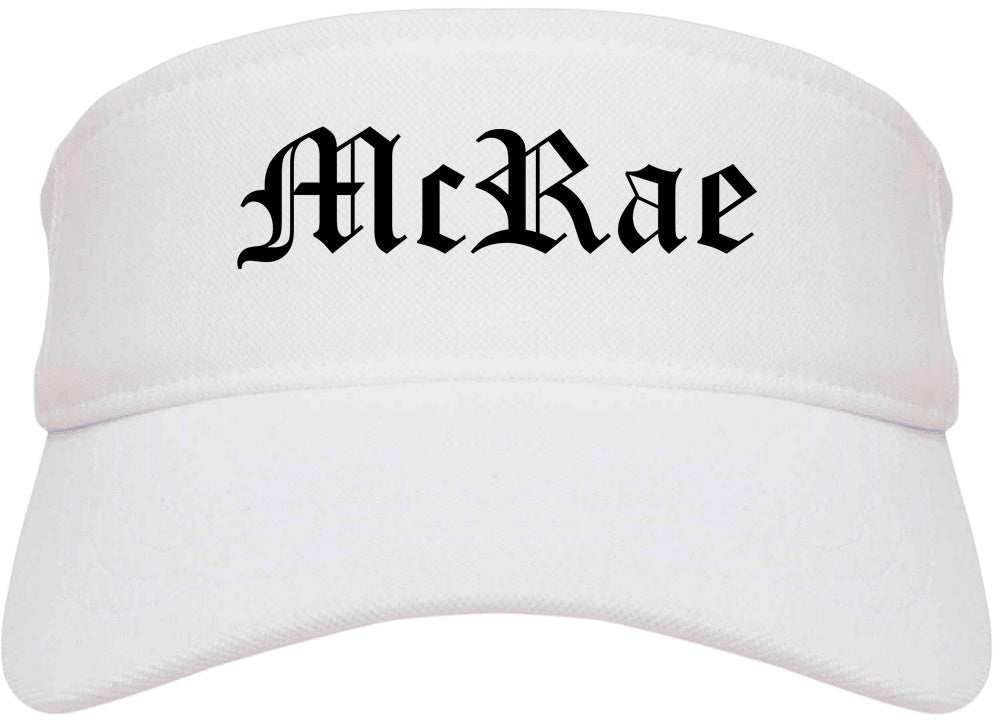McRae Georgia GA Old English Mens Visor Cap Hat White