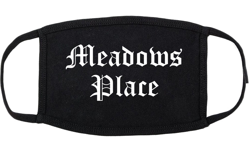 Meadows Place Texas TX Old English Cotton Face Mask Black