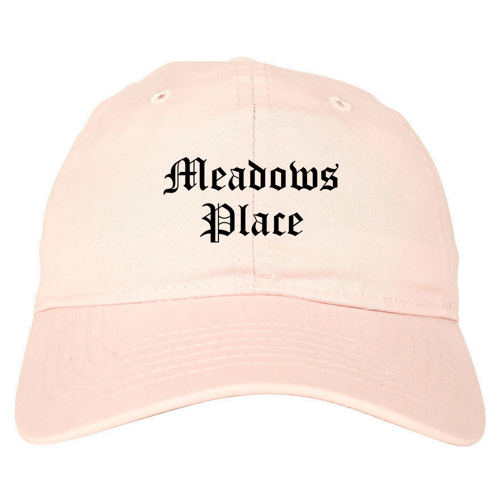 Meadows Place Texas TX Old English Mens Dad Hat Baseball Cap Pink