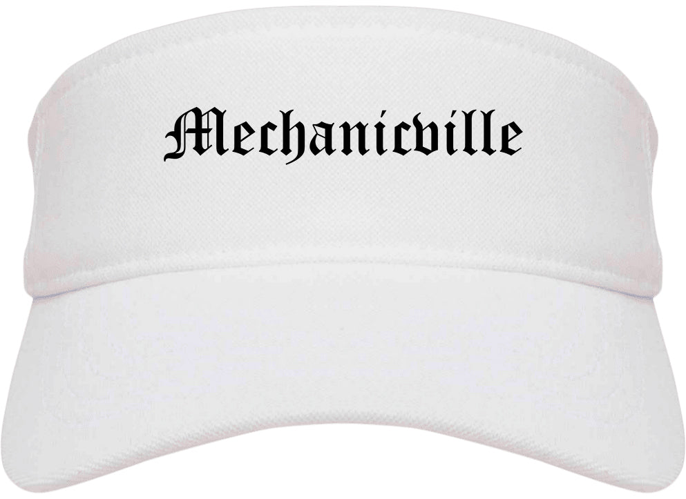 Mechanicville New York NY Old English Mens Visor Cap Hat White
