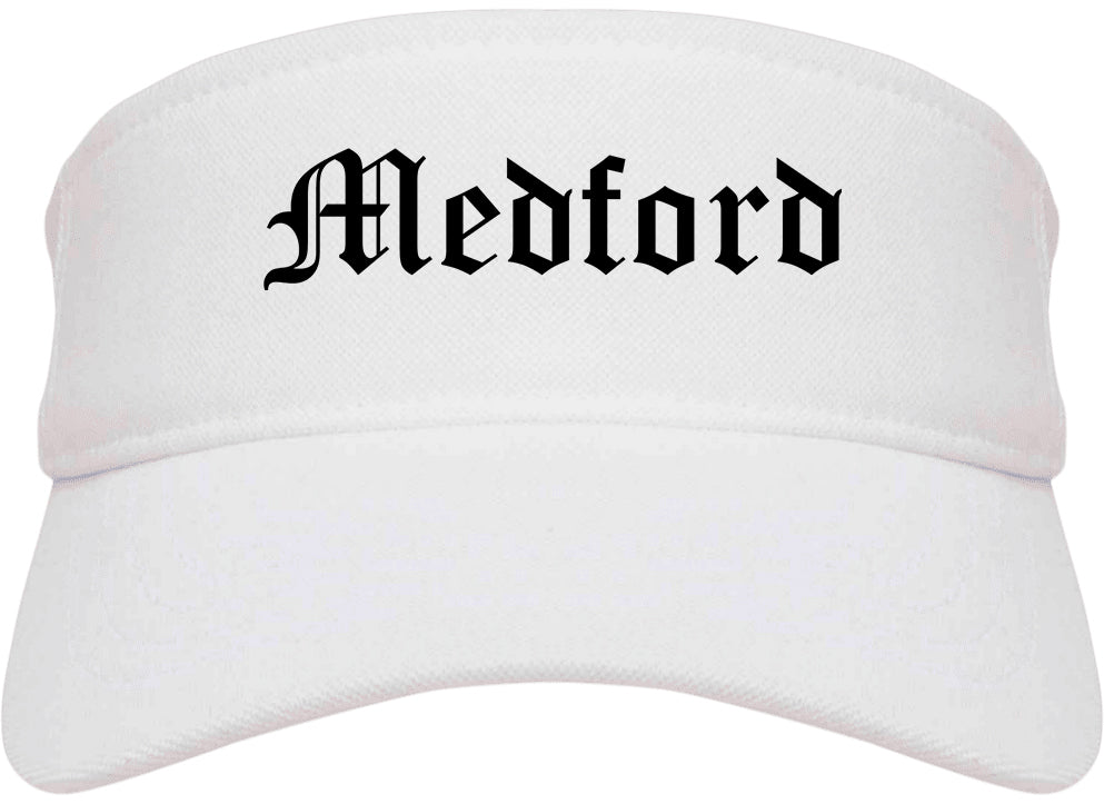 Medford Oregon OR Old English Mens Visor Cap Hat White