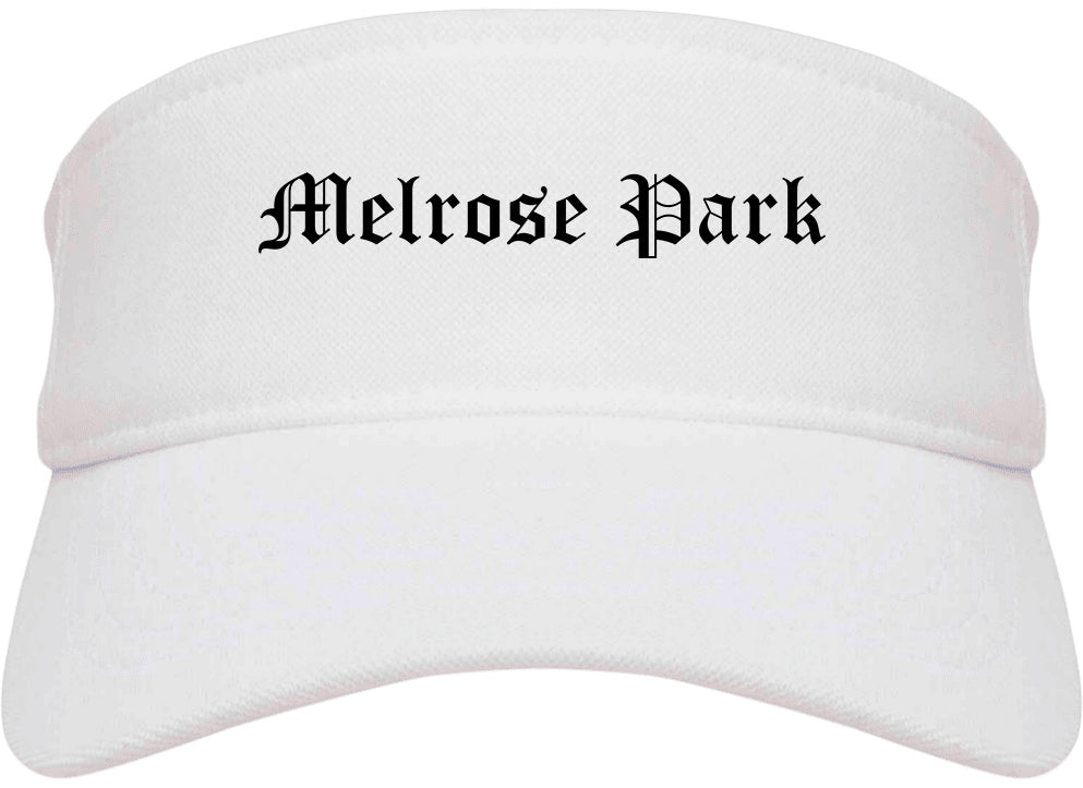 Melrose Park Illinois IL Old English Mens Visor Cap Hat White