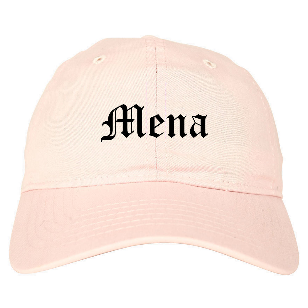Mena Arkansas AR Old English Mens Dad Hat Baseball Cap Pink