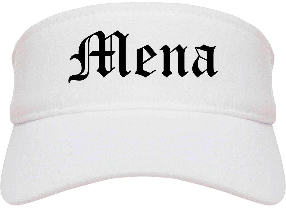 Mena Arkansas AR Old English Mens Visor Cap Hat White