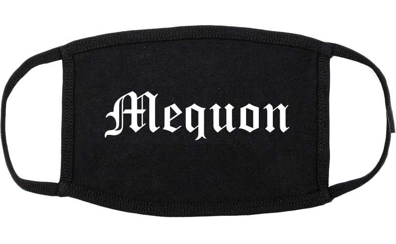 Mequon Wisconsin WI Old English Cotton Face Mask Black