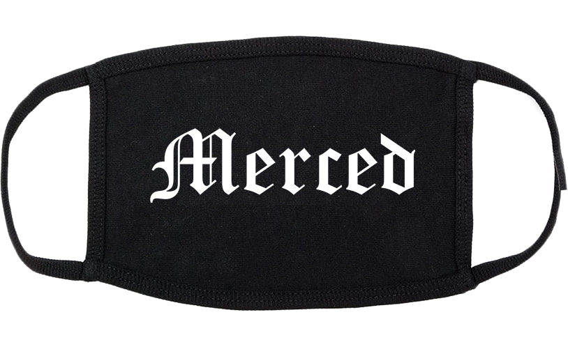 Merced California CA Old English Cotton Face Mask Black