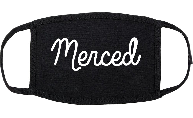 Merced California CA Script Cotton Face Mask Black