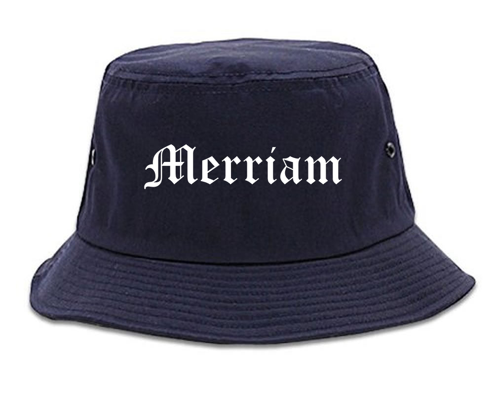 Merriam Kansas KS Old English Mens Bucket Hat Navy Blue