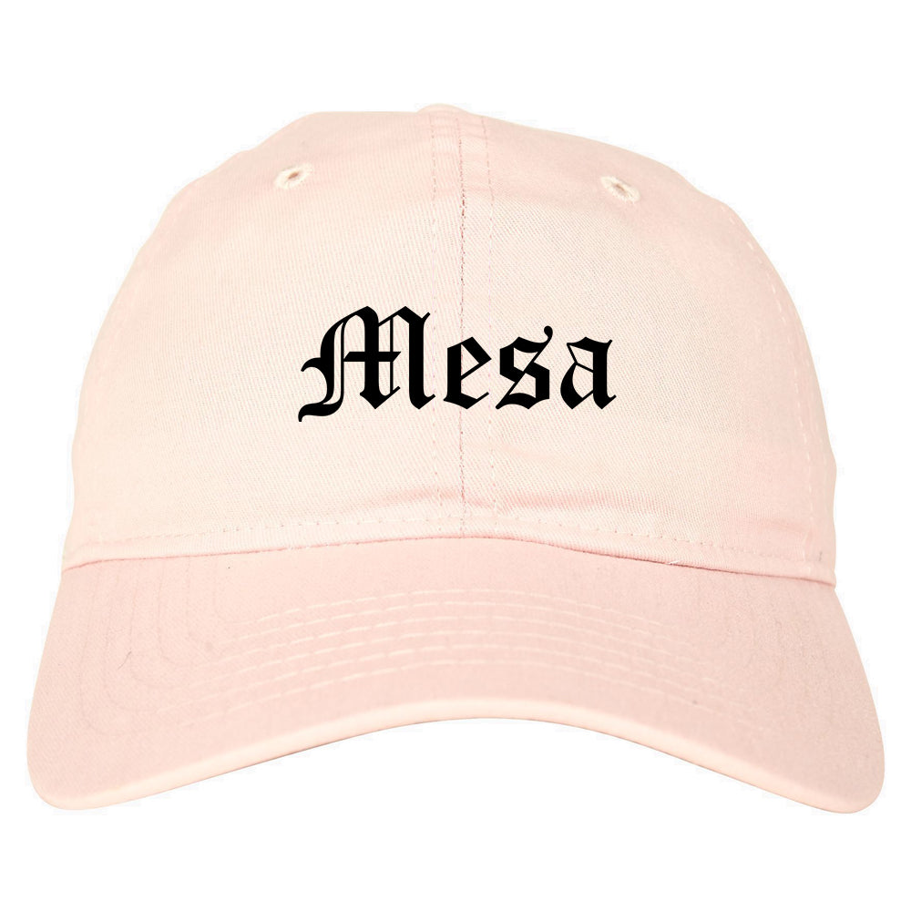 Mesa Arizona AZ Old English Mens Dad Hat Baseball Cap Pink