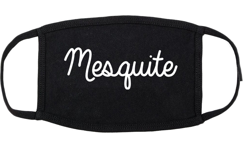 Mesquite Texas TX Script Cotton Face Mask Black