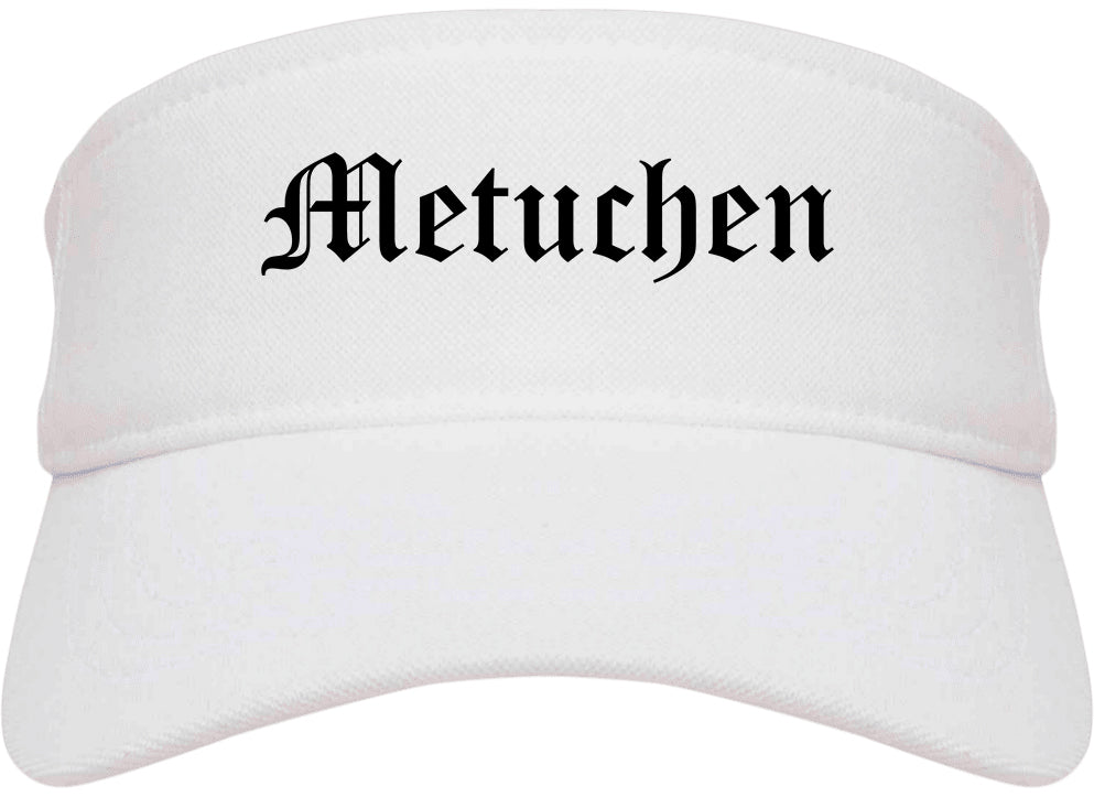 Metuchen New Jersey NJ Old English Mens Visor Cap Hat White