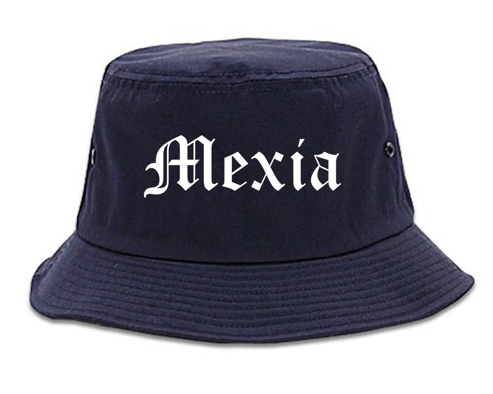 Mexia Texas TX Old English Mens Bucket Hat Navy Blue