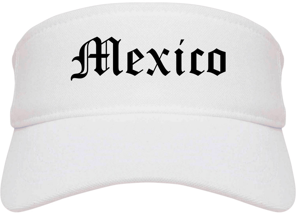Mexico Missouri MO Old English Mens Visor Cap Hat White