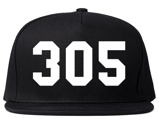 Miami 305 Florida Zip Code Mens Snapback Hat Black