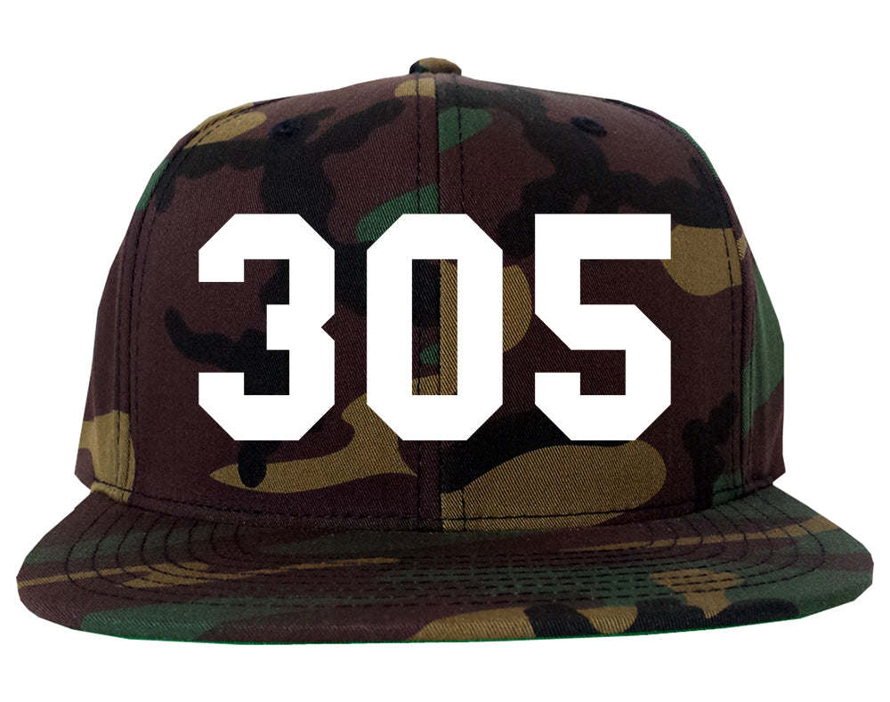 Miami 305 Florida Area Code Mens Snapback Hat Camo