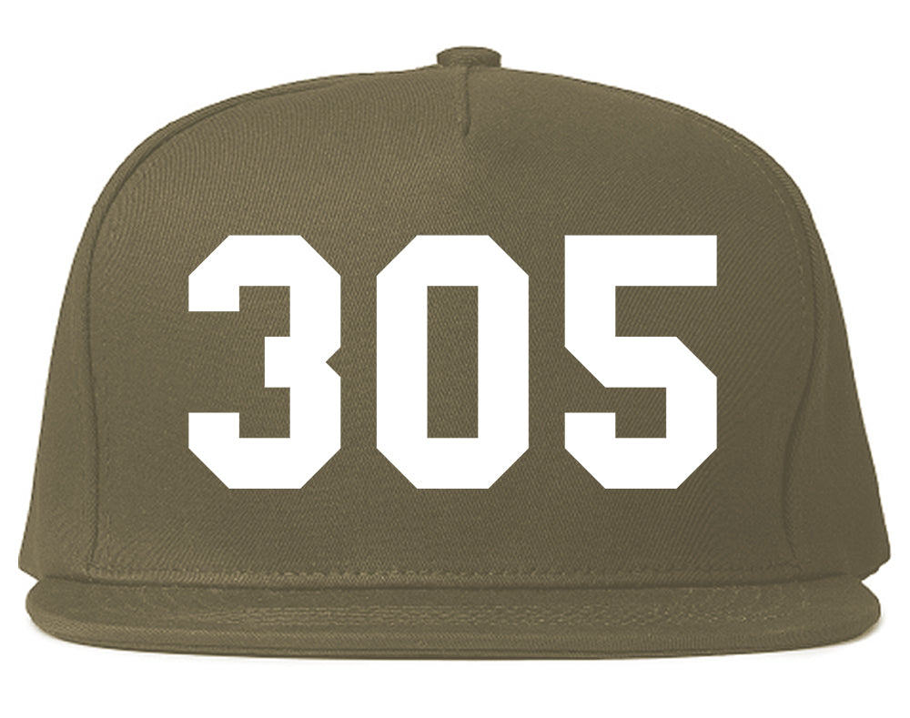 Miami 305 Florida area Code Mens Snapback Hat Grey