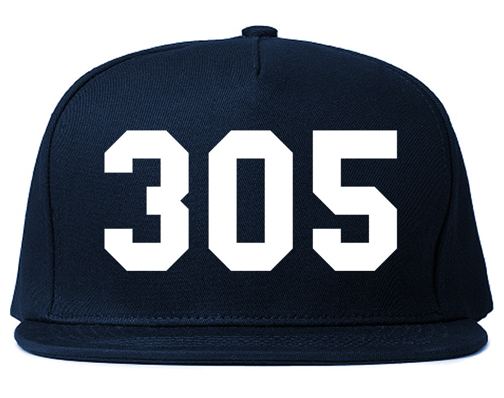 Miami 305 Florida Area Code Mens Snapback Hat Navy Blue