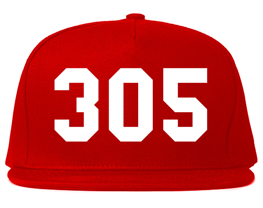 Miami 305 Florida Zip Code Mens Snapback Hat Red