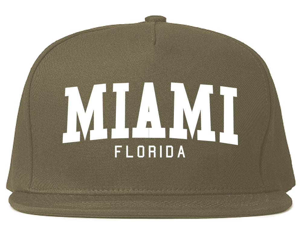 Miami Florida Arch Mens Snapback Hat Grey