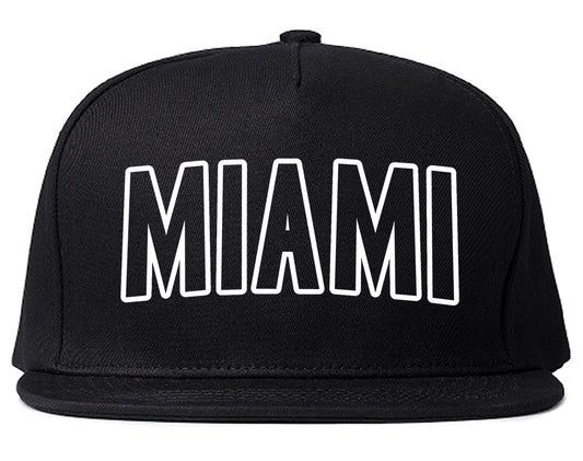 Miami Florida Outline Mens Snapback Hat Black