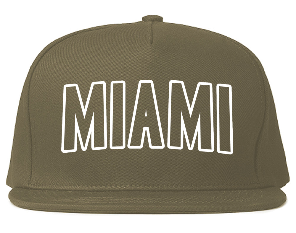 Miami Florida Outline Mens Snapback Hat Grey