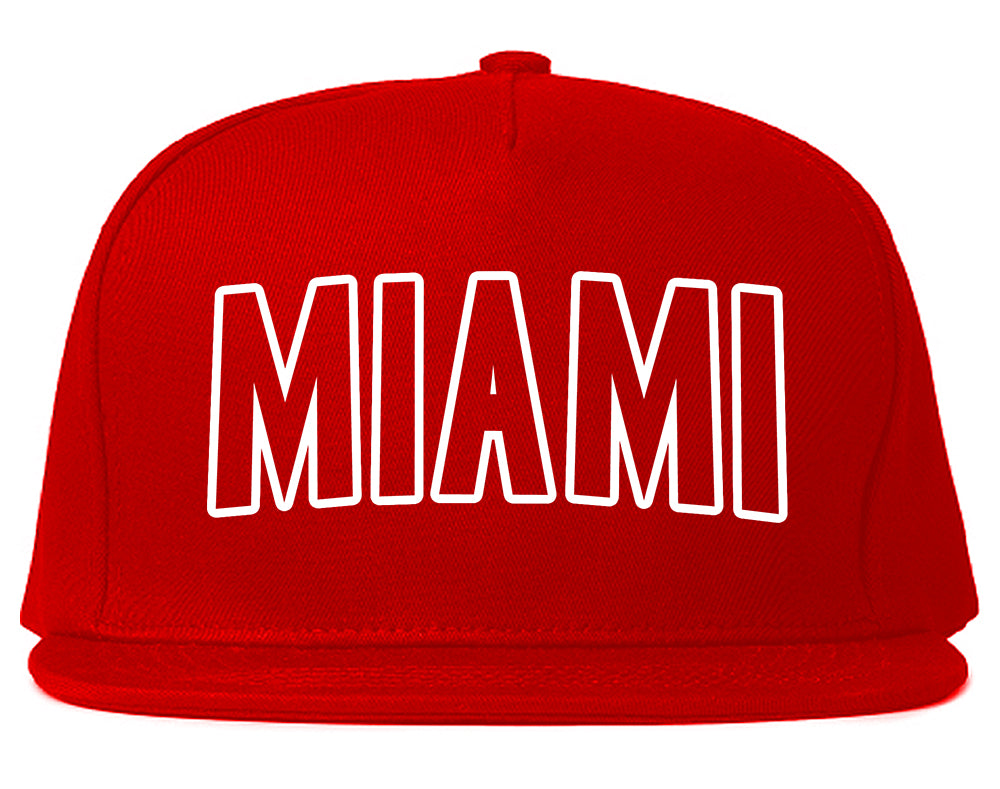 Miami Florida Outline Mens Snapback Hat Red