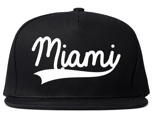 Miami Florida Varsity Logo Mens Snapback Hat Black