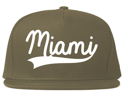 Miami Florida Varsity Logo Mens Snapback Hat Grey