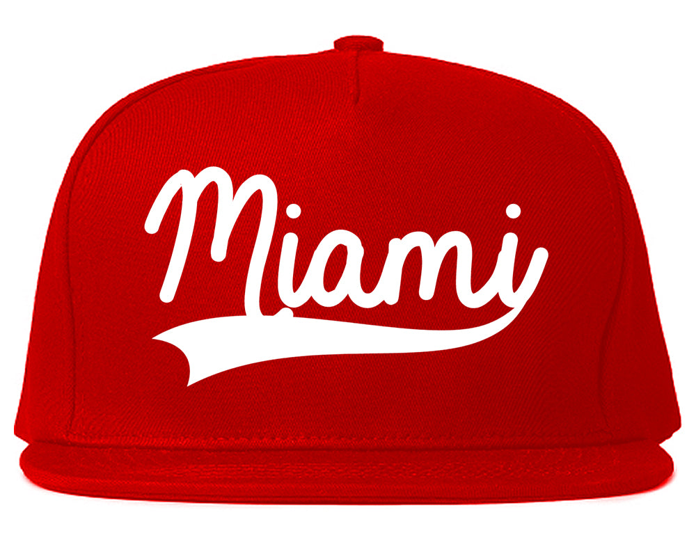 Miami Florida Varsity Logo Mens Snapback Hat Red