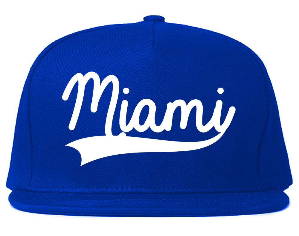 Miami Florida Varsity Logo Mens Snapback Hat Royal Blue