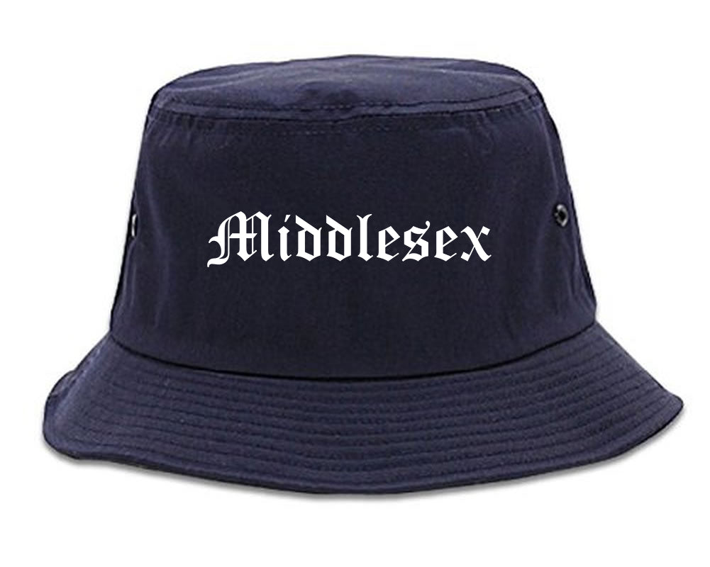 Middlesex New Jersey NJ Old English Mens Bucket Hat Navy Blue