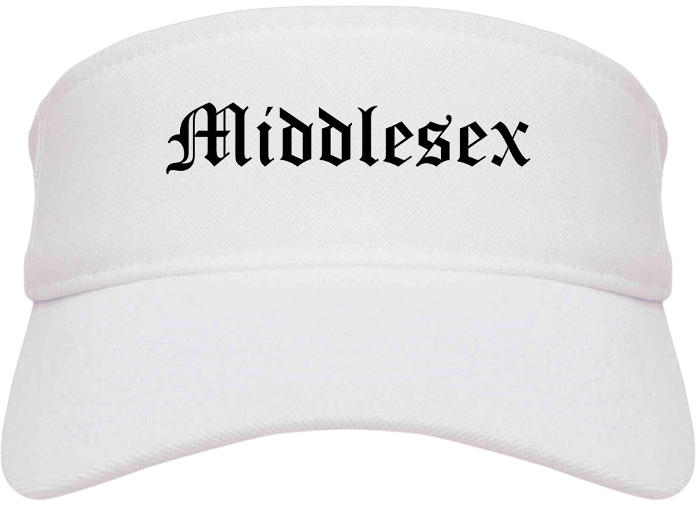 Middlesex New Jersey NJ Old English Mens Visor Cap Hat White