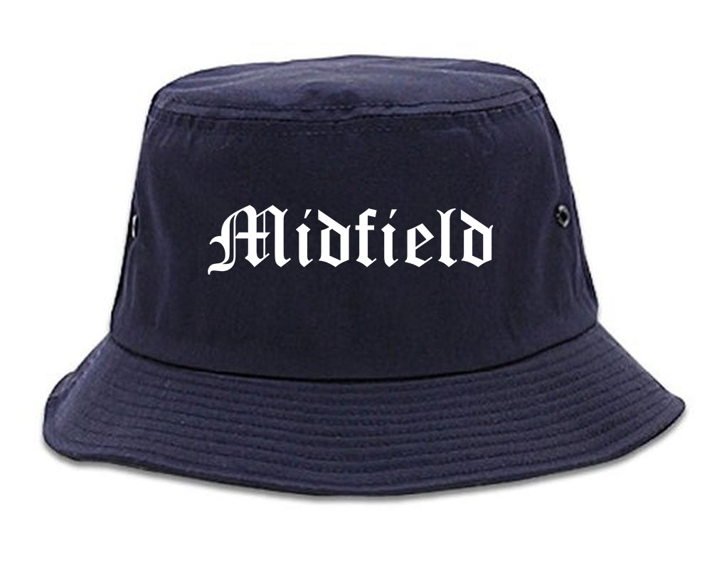 Midfield Alabama AL Old English Mens Bucket Hat Navy Blue