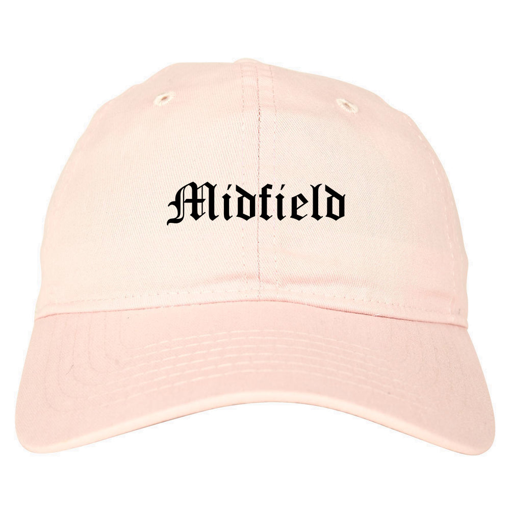 Midfield Alabama AL Old English Mens Dad Hat Baseball Cap Pink