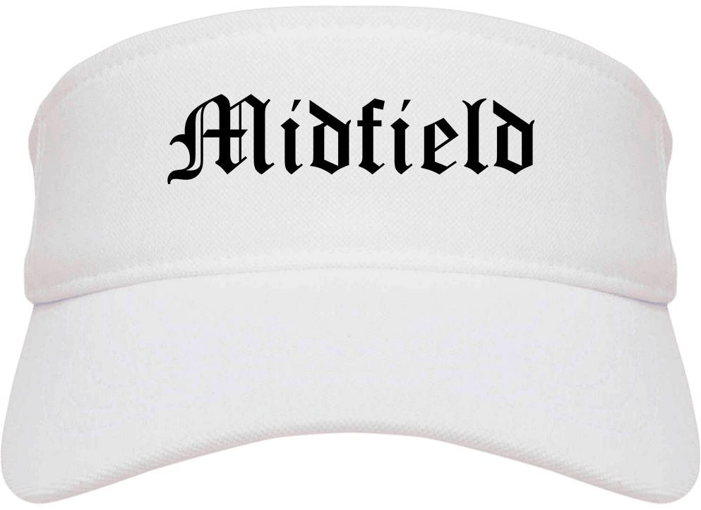 Midfield Alabama AL Old English Mens Visor Cap Hat White