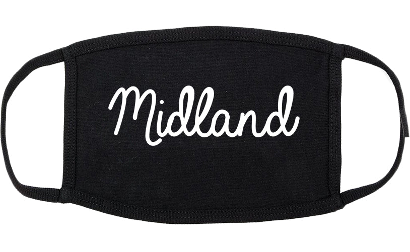 Midland Michigan MI Script Cotton Face Mask Black