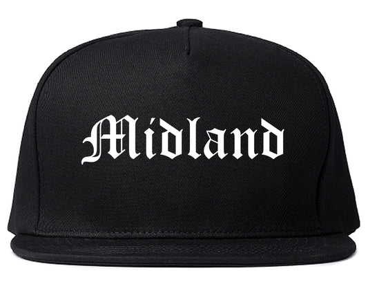 Midland Texas TX Old English Mens Snapback Hat Black