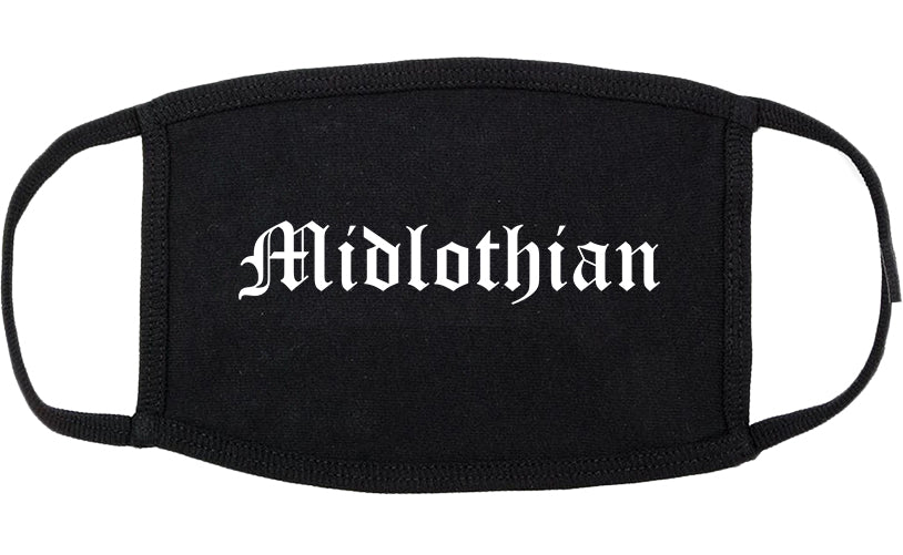 Midlothian Illinois IL Old English Cotton Face Mask Black